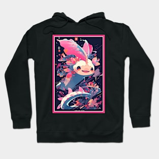 Cute Axolotl Anime Art Design | Cute Animals | Axolotl Hentaii Chibi Kawaii Design Hoodie